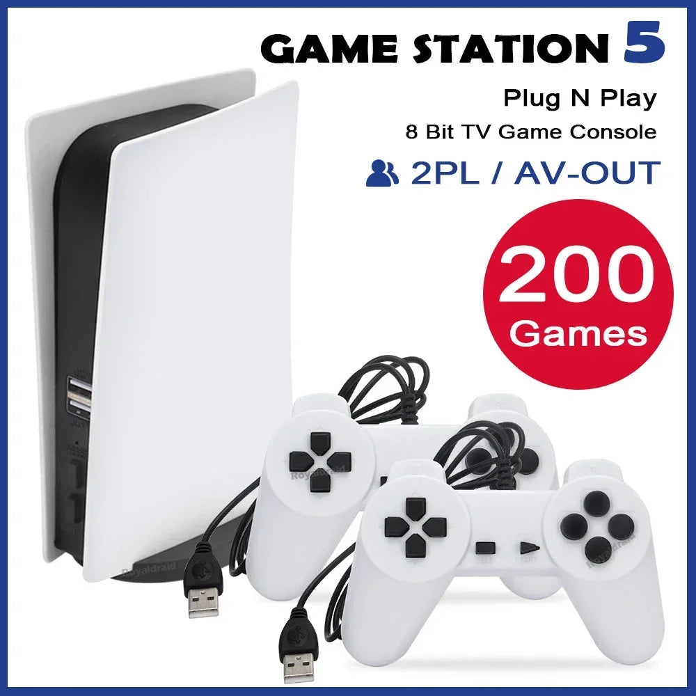 GS5 Game Station 5 Video Game Console With 200 Classic Games 8 Bit TV Console Retro USB Wired Handheld Two Game Player AV Output Deals 4 U  Gaming Accessories Deals 4 U