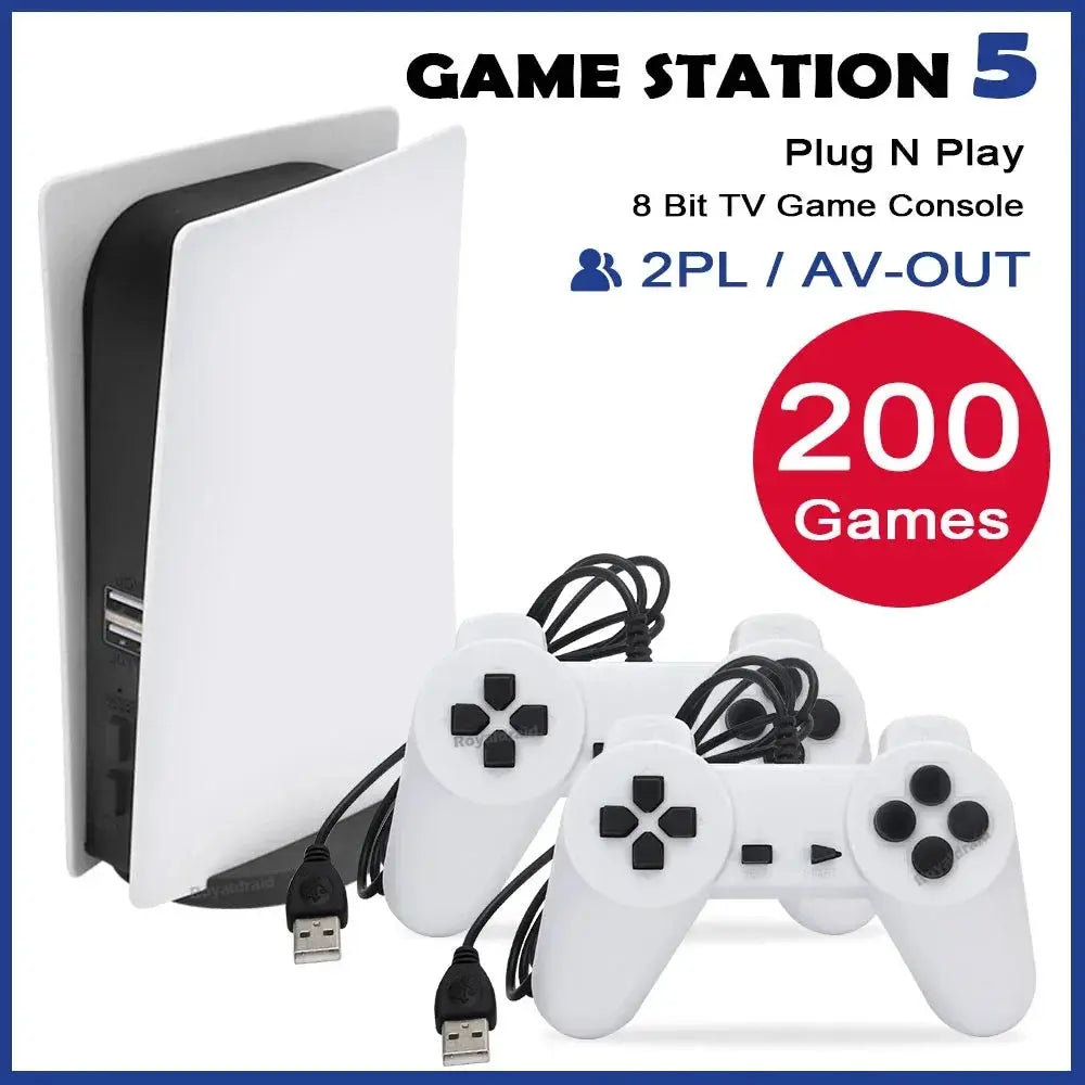 GS5 Game Station 5 Video Game Console With 200 Classic Games 8 Bit TV Console Retro USB Wired Handheld Two Game Player AV Output Deals 4 U  Gaming Accessories Deals 4 U