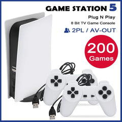 GS5 Game Station 5 Video Game Console With 200 Classic Games 8 Bit TV Console Retro USB Wired Handheld Two Game Player AV Output Deals 4 U  Gaming Accessories Deals 4 U