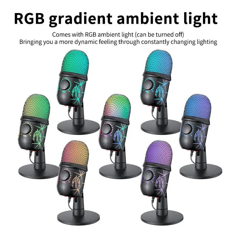 Gaming Microphone USB Microphone for PC Condenser Podcast Mic for Studio Recording with Headphone Jack, Led, Noise Cancellation Deals 4 U  Streaming Equipment Deals 4 U