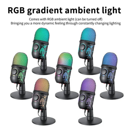 Gaming Microphone USB Microphone for PC Condenser Podcast Mic for Studio Recording with Headphone Jack, Led, Noise Cancellation Deals 4 U  Streaming Equipment Deals 4 U