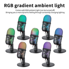 Gaming Microphone USB Microphone for PC Condenser Podcast Mic for Studio Recording with Headphone Jack, Led, Noise Cancellation Deals 4 U   Deals 4 U