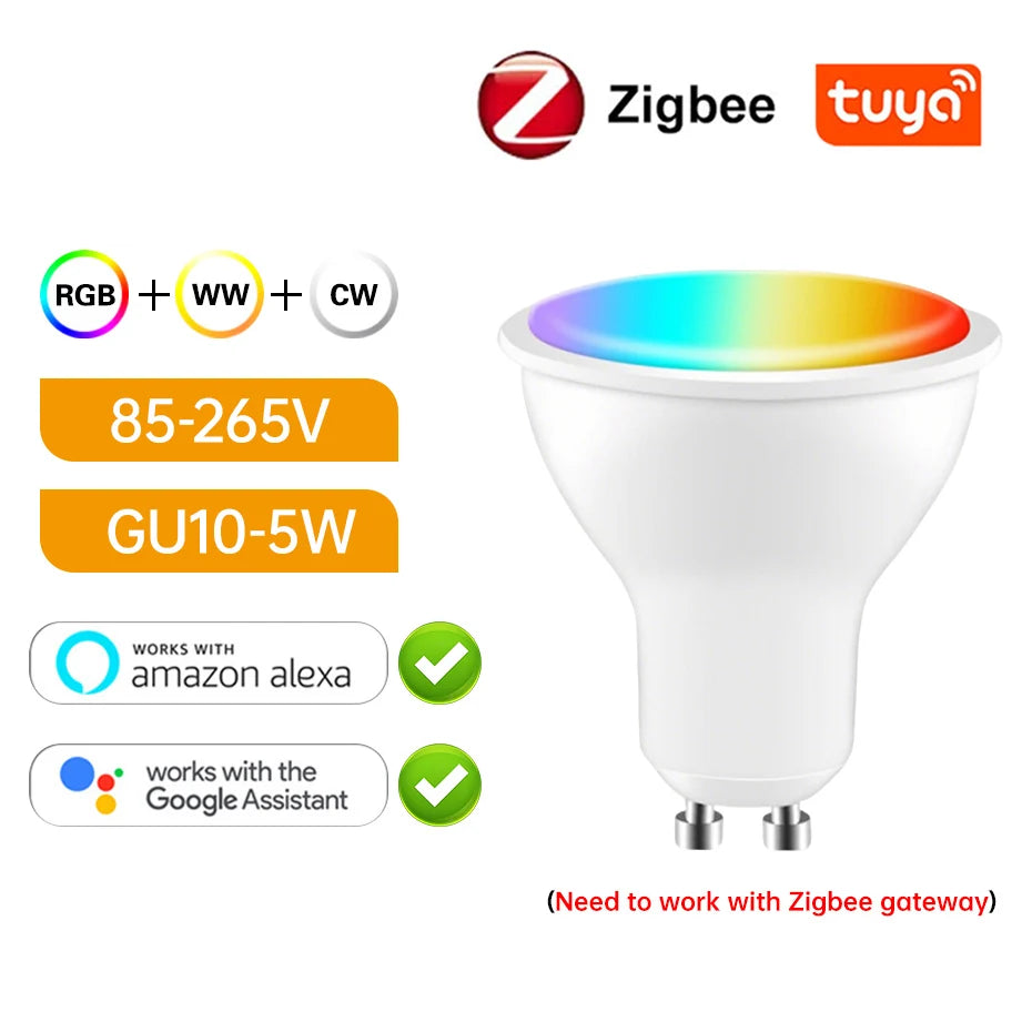 Tuya E27 GU10 E14 RGB Bulb Zigbee/WiFi/Bluetooth Smart Dimmable LED Light Lamp 5W/15W Work with Alexa Google Home Voice Control Deals 4 U   Deals 4 U
