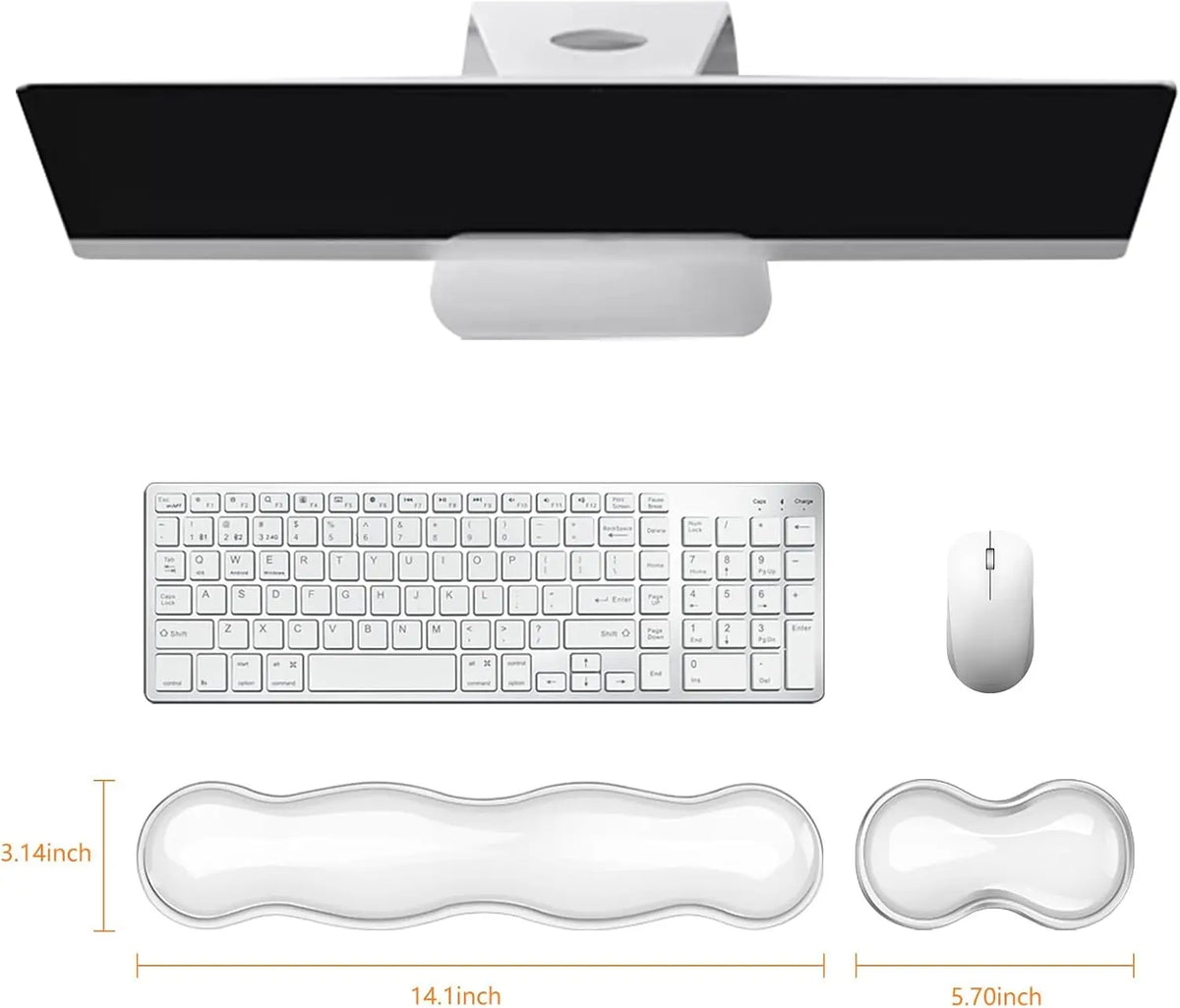Ergonomic Silicone Gel Keyboard and Mouse Wrist Rest Set Clear Wrist Rest for Keyboard 60%/68%/75%