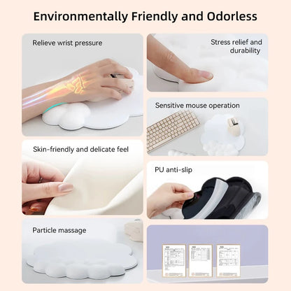 Keyboard Cloud Wrist Rest Pad Anti-Slip Desk Mat Memory Foam Palm Rest Ergonomic Mouse Pad Typing Wrist Rest for Office