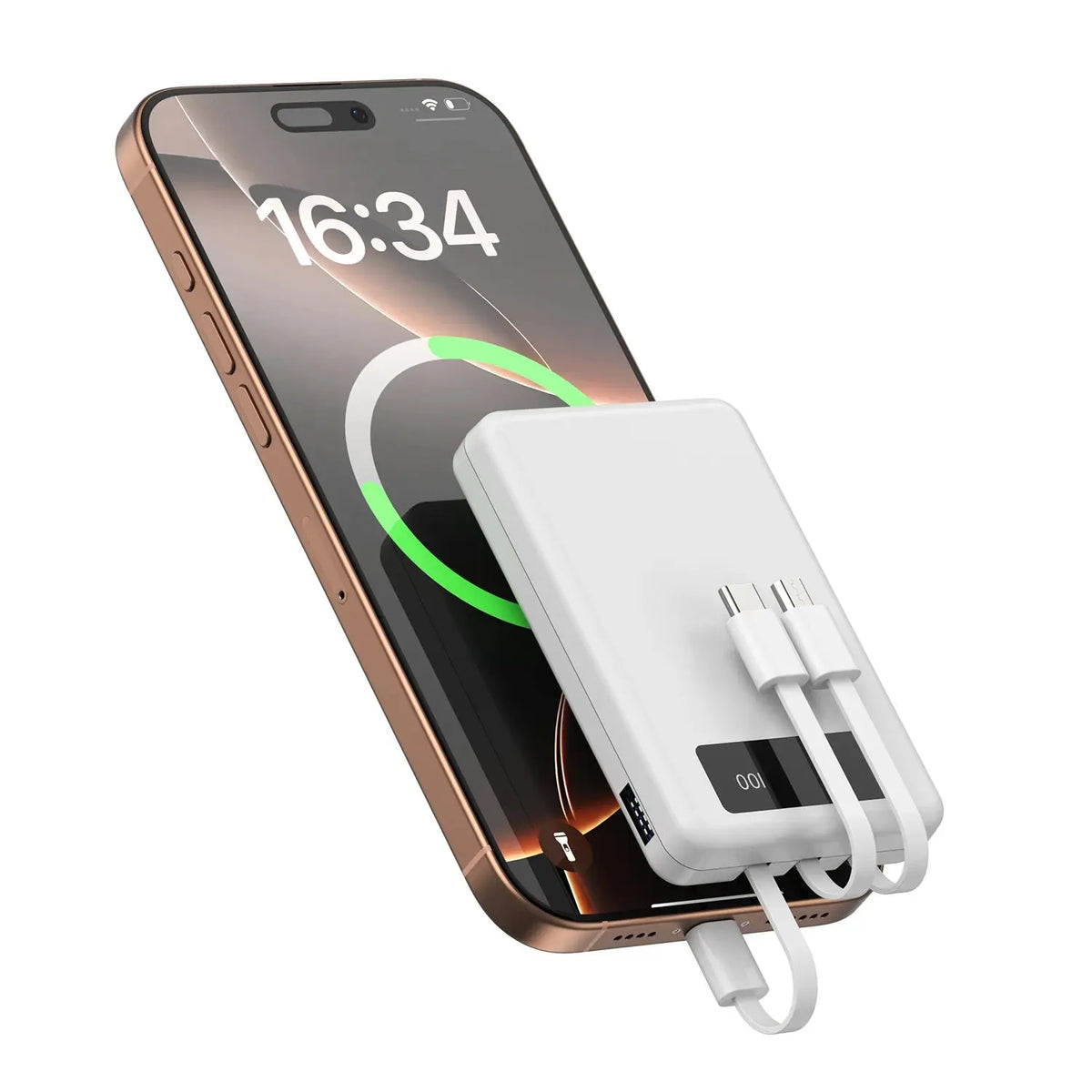 Mini Slim 10000mAh Portable Power Bank, Built-in LED Digital Display, 1 USB-A Port & 3 Integrated Cables, Small Lightweight Design, Multi-Device Simultaneous Charging for Travel, Camping and Emergency, Compatible with Android Deals 4 U  Mobile Gaming Deals 4 U