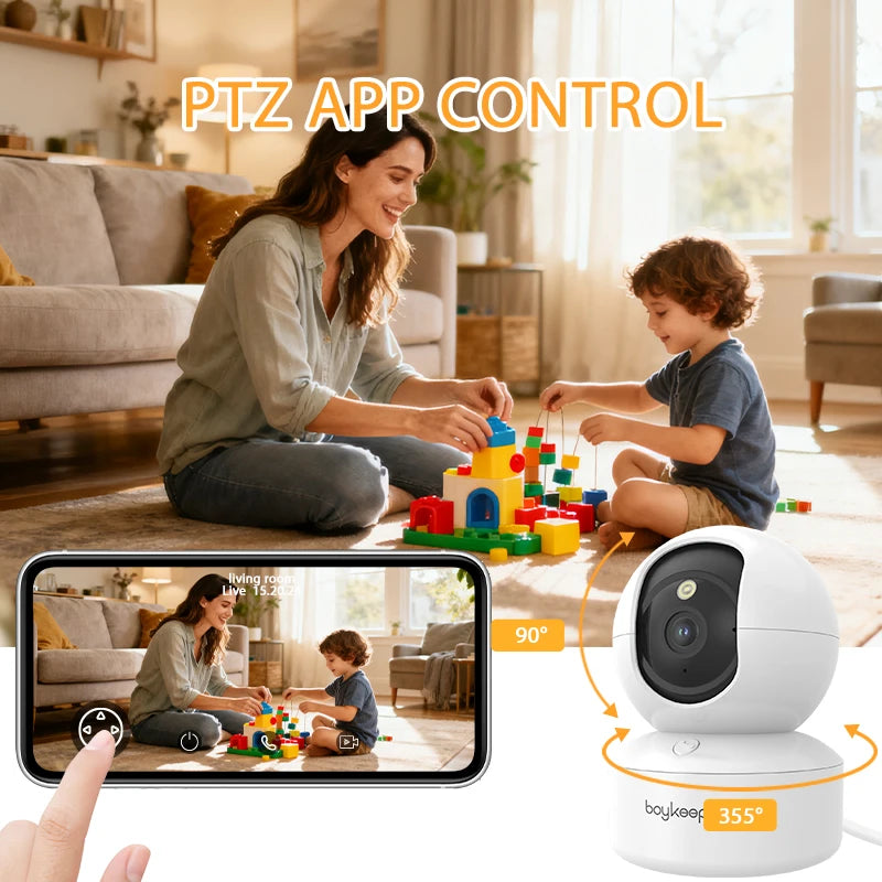 Boykeep 2K Pet Dog Camera with Phone App, 5G/2.4GHz WiFi Indoor Security Baby Camera, 360° Pan & Tilt, 2-Way Audio, Night Vision Deals 4 U   Deals 4 U