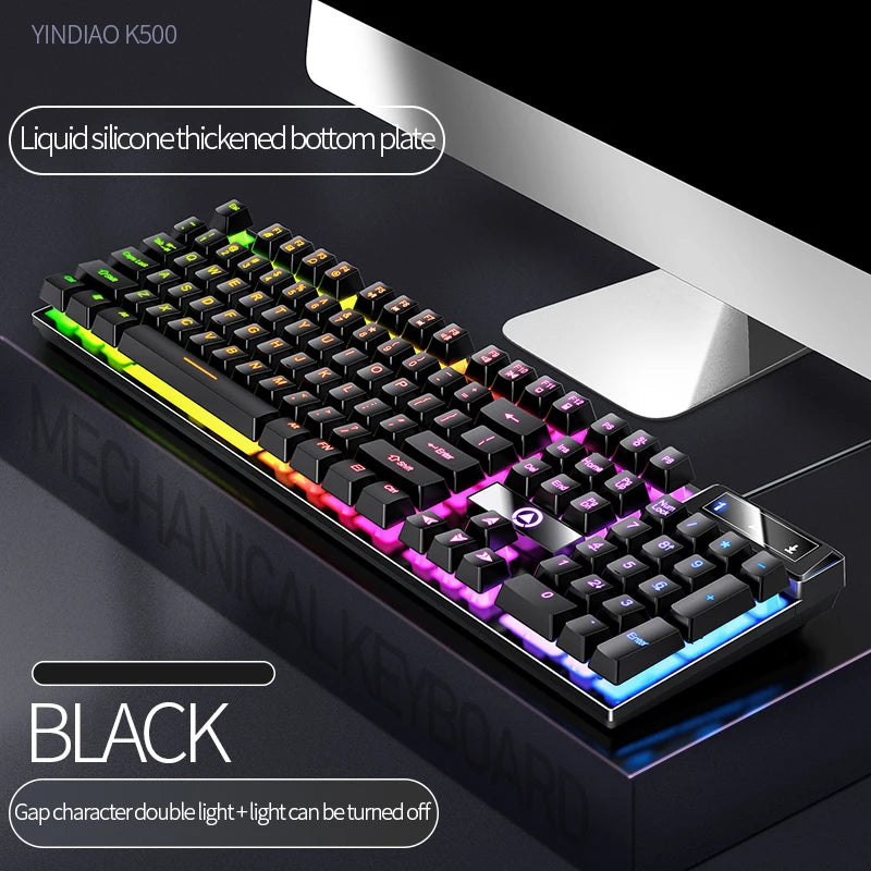 104 Keys Gaming Keyboard Wired Keyboard Color Matching Backlit Mechanical Feel Computer E-sports Peripherals for Desktop Laptop Deals 4 U   Deals 4 U