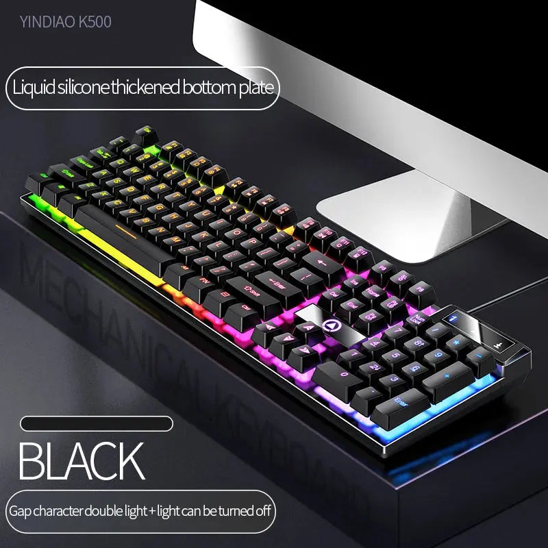 104 Keys Gaming Keyboard Wired Keyboard Color Matching Backlit Mechanical Feel Computer E-sports Peripherals for Desktop Laptop Deals 4 U  Gaming Accessories Deals 4 U