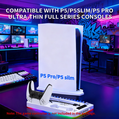 GAMINJA P58 Cooling Stand For PS5 RGB Charging Base Dual-Controller Charging Station Dual-Controller Charger For PS5 Accessories