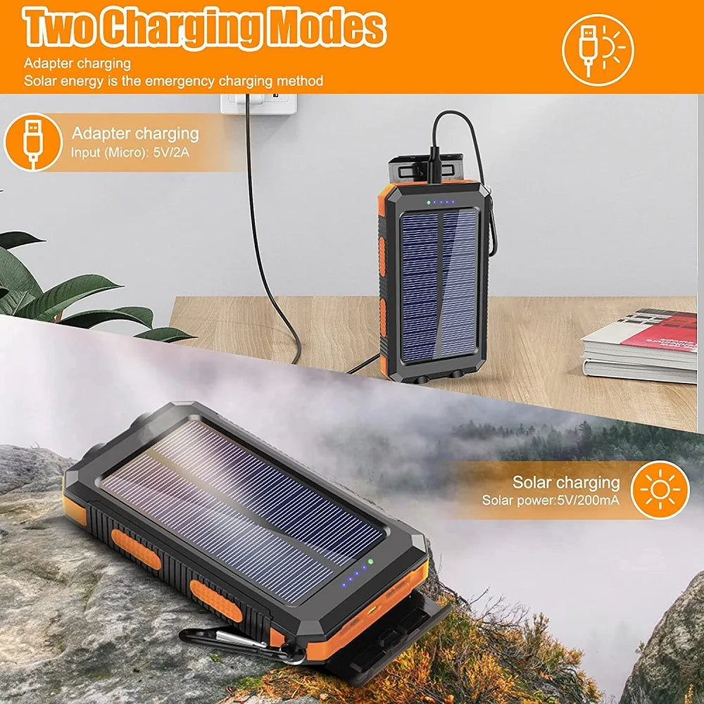 Solar Power Bank 80000mAh Portable Charging Poverbank External Battery Charger Strong Light LDE Light for All Smartphones Deals 4 U   Deals 4 U
