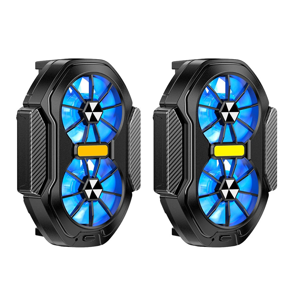 Dual Fan Mobile Phone Cooler Plug-in/Rechargeable Phone Cooler Air Cooling Type-C with Blue Light for Android Smartphones iPhone Deals 4 U   Deals 4 U