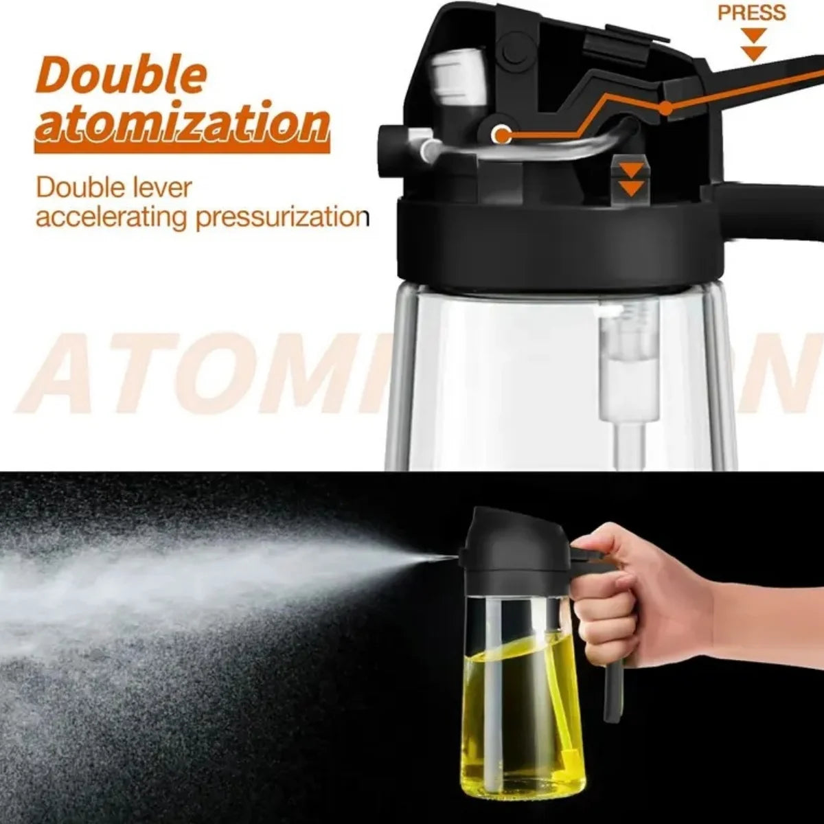 2-in-1 Glass Oil Sprayer & Dispenser, 470ml Dual-Use Olive Oil Bottle for Kitchen, BBQ, and Salad Deals 4 U   Deals 4 U