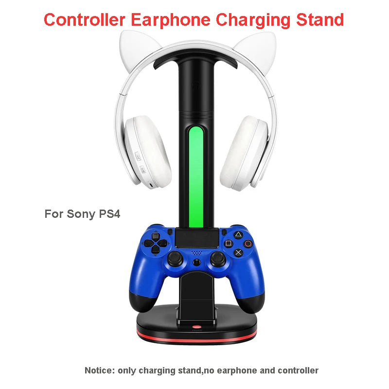 Controller Charging Station W RGB Headphone Stand Charger Holder W 2 USB Port Headset Stand for PS5/4 Xbox Series X/S  Switch