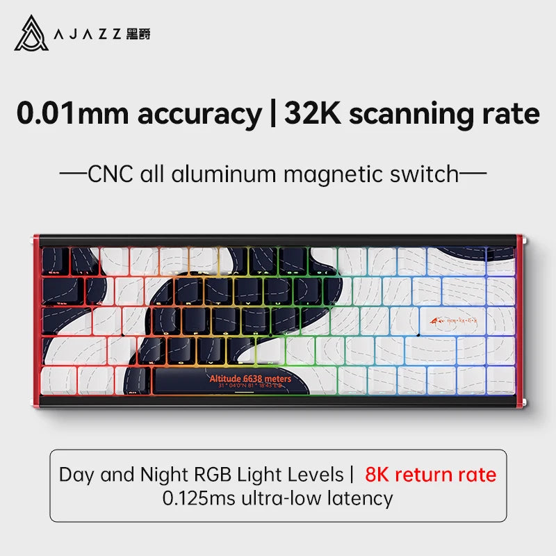 AJAZZ ALUX68 Magnetic Shaft Aluminum Alloy Esports Magnetic switch keyboard RGB hot-swappable DIY wired macro mode Hall effect