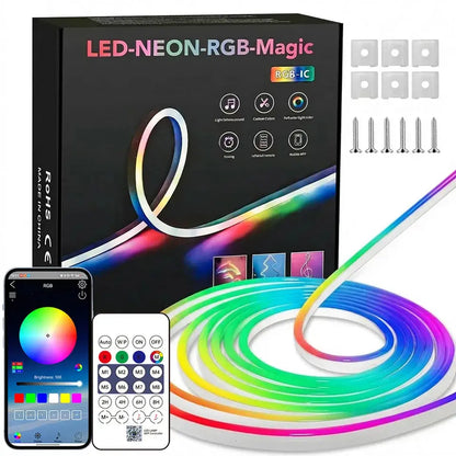 Bluetooth RGB Neon LED Strip 1-10m DC5V USB IP65 Waterproof Flexible Tape with App/Remote Control Music Sync for Home Decor Deals 4 U  RGB Hexagon Wall Lights Deals 4 U