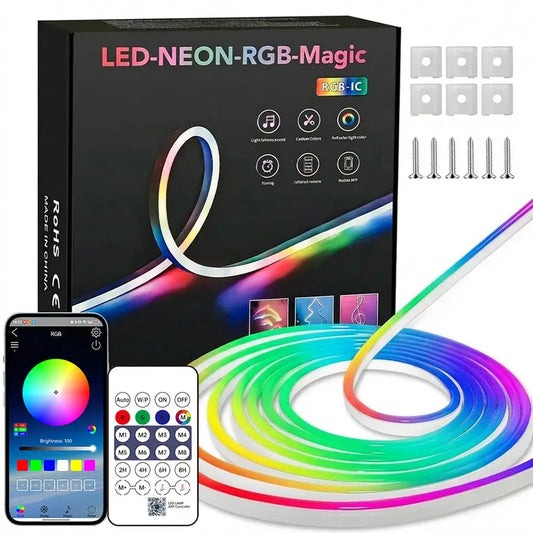 Bluetooth RGB Neon LED Strip 1-10m DC5V USB IP65 Waterproof Flexible Tape with App/Remote Control Music Sync for Home Decor Deals 4 U  RGB Hexagon Wall Lights Deals 4 U