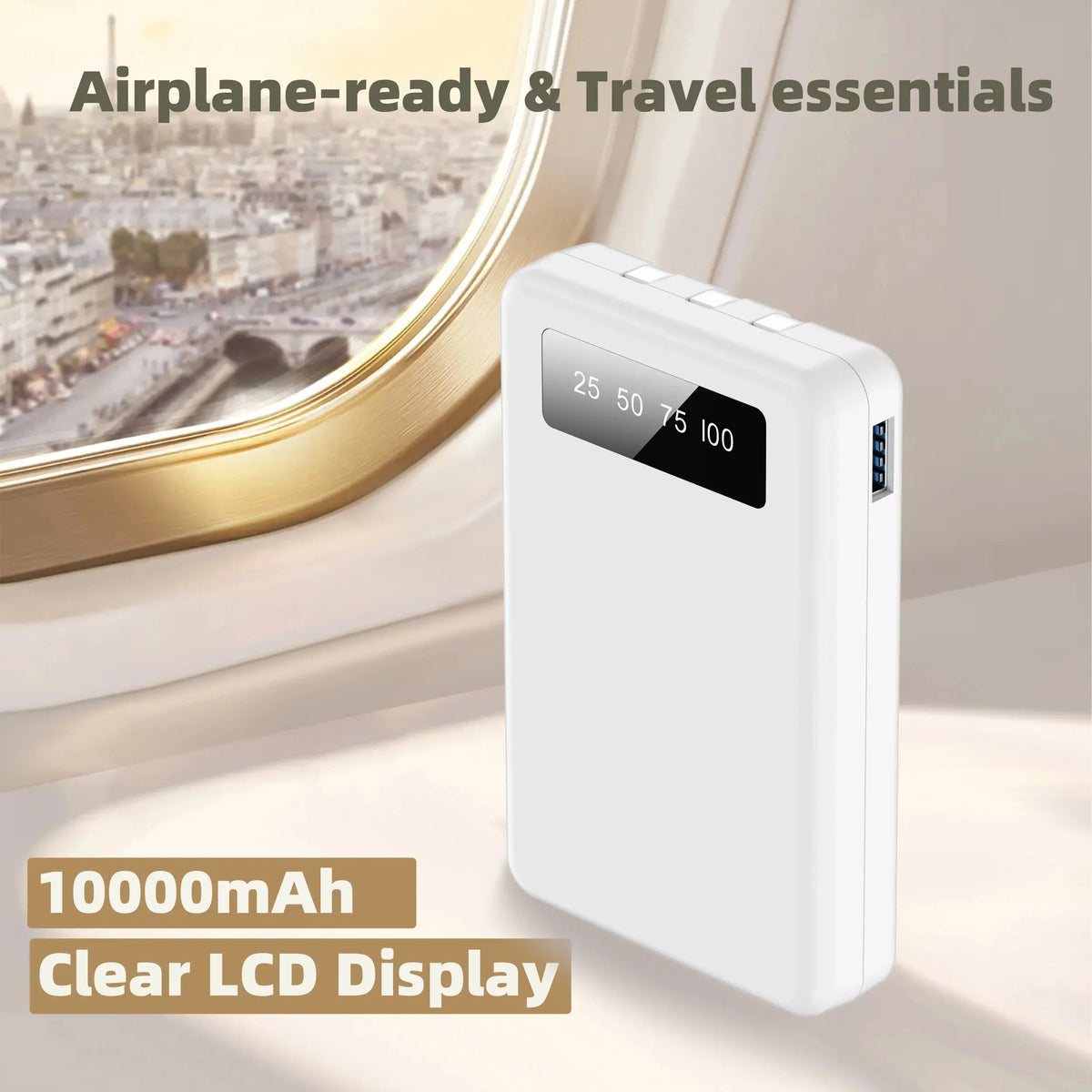Mini Slim 10000mAh Portable Power Bank, Built-in LED Digital Display, 1 USB-A Port & 3 Integrated Cables, Small Lightweight Design, Multi-Device Simultaneous Charging for Travel, Camping and Emergency, Compatible with Android Deals 4 U  Mobile Gaming Deals 4 U