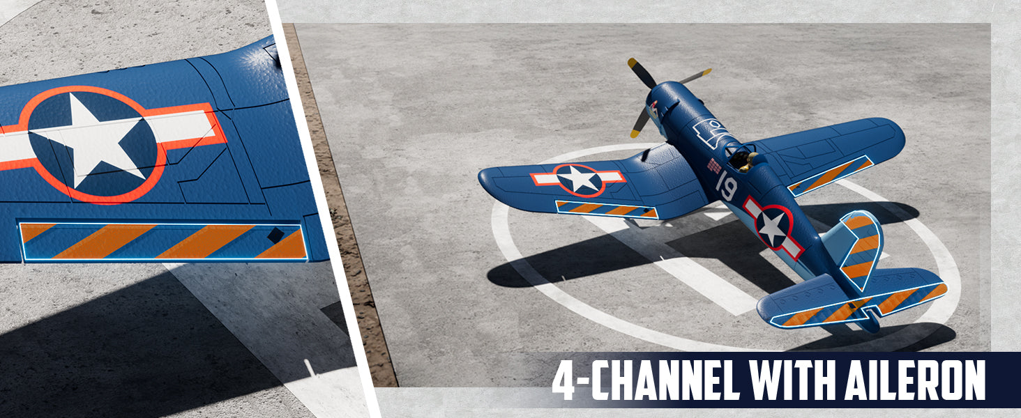 Volantexrc Brushless 500mm F4U Corsair RC Planes for Adults,Upgraded 4-CH RTF RC Plane,One-Key Aerobatic,Ideal for Outdoors Gift Deals 4 U   Deals 4 U